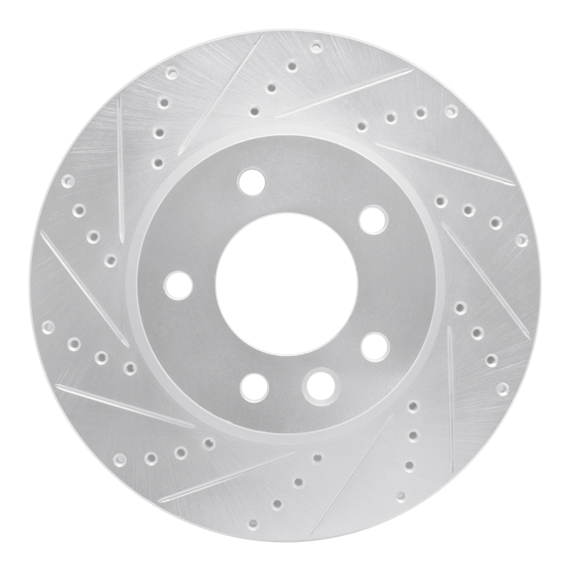 Porsche Cayenne Brake Rotor (1) - Left Front - R1 Concepts - Drilled & Slotted - Silver - `03-`18